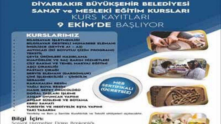 Diyarbakır Belediyesi Ücretsiz Kursları Kayıtları