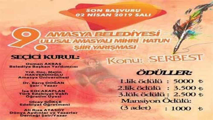 Amasya Belediyesi Mihri Hatun Şiir Yarışması