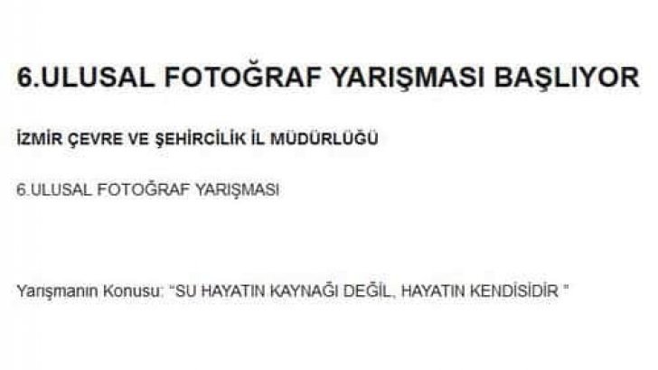 İzmir Çevre Ve Şehircilik İl Müdürlüğü Ulusal Fotoğraf Yarışması