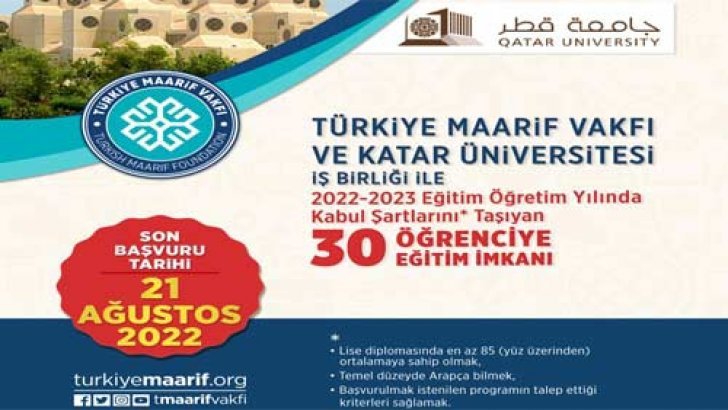Türkiye Maarif Vakfı Katar Üniversitesi Bursu