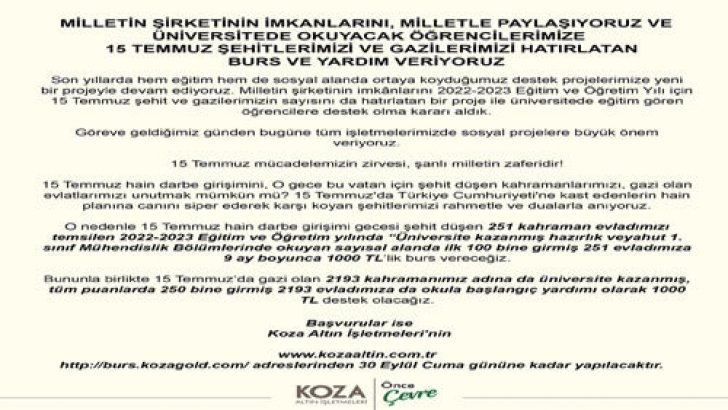 Koza Holding Burs Başvuruları