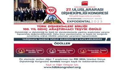 Türk Dişhekimleri Birliği 100 Yıl Genç Araştırmacı Teşvik Ödülü