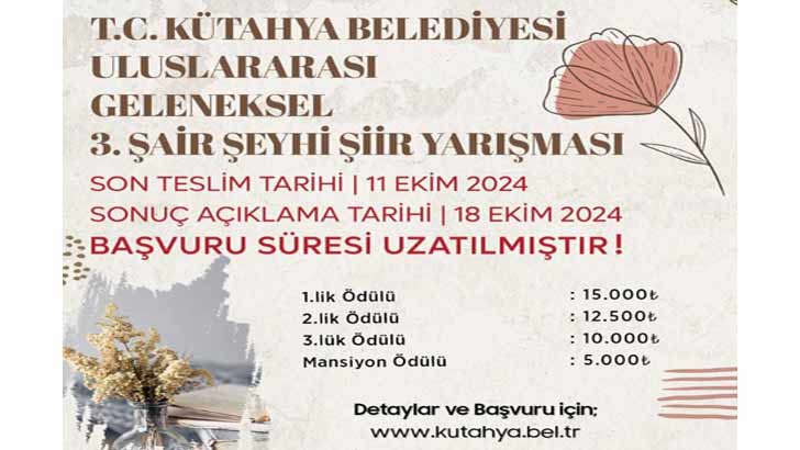 Kütahya Belediyesi Şair Şeyhi Şiir Yarışması