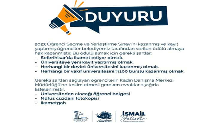 Seferihisar Belediyesi Eğitim Yardımı Bursu Başvurusu