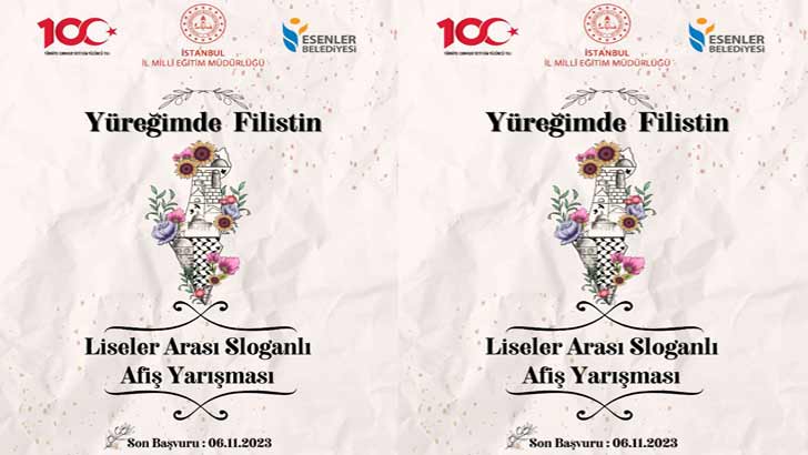 Yüreğimde Filistin Liseler Arası Sloganlı Afiş Yarışması