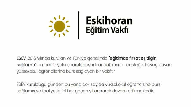Eskihoran Eğitim Vakfı Burs Başvuruları