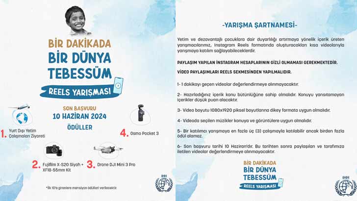 İHH Bir Dakikada Bir Dünya Tebessüm Reels Yarışması