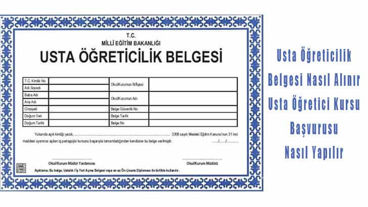 Usta Öğreticilik Belgesi Nasıl Alınır