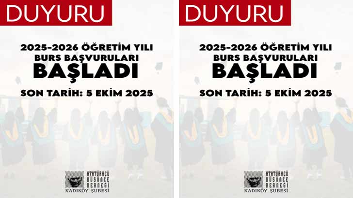 Atatürkçü Düşünce Derneği Kadıköy Şubesi Bursu Başvuruları