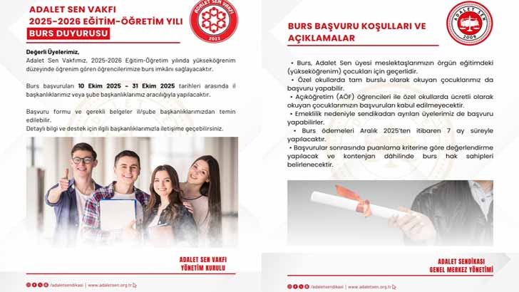 Adalet Sen Vakfı Bursu Başvuruları