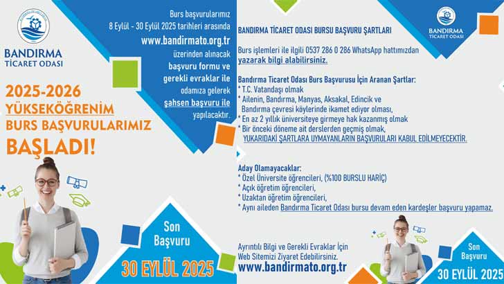Bandırma Ticaret Odası Burs Başvurusu