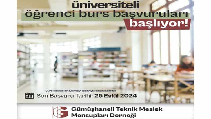 Gümüşhaneli Teknik Meslek Mensupları Derneği Bursu Başvuruları
