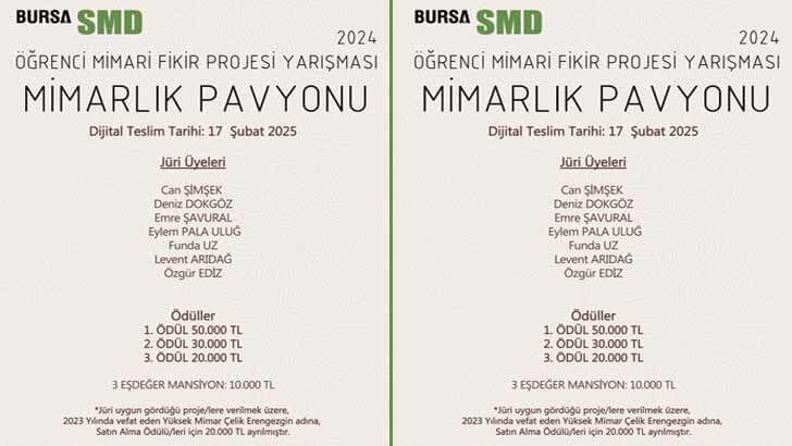 Bursa SMD Öğrenci Mimari Fikir Projesi Yarışması