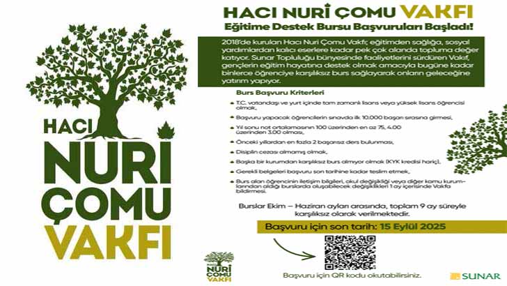 Hacı Nuri Çomu Vakfı Burs Başvuruları