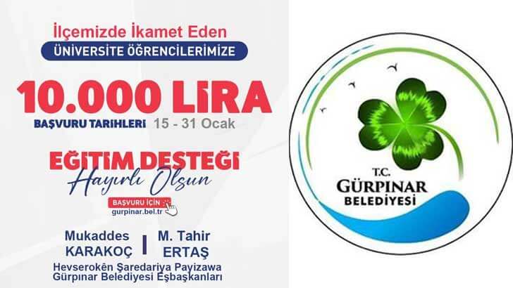 Gürpınar Belediyesi Burs Başvuruları