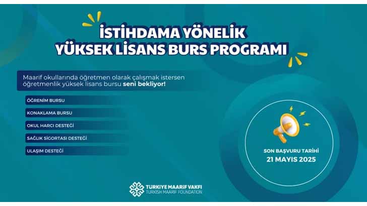Türkiye Maarif Vakfı İstihdama Yönelik Yüksek Lisans Bursu 2025