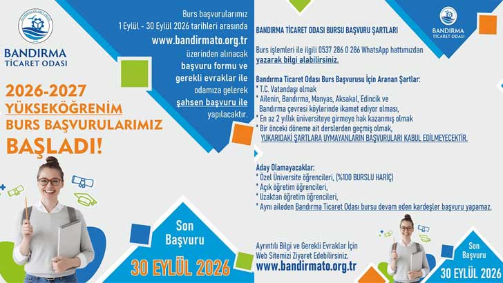 Bandırma Ticaret Odası Burs Başvurusu