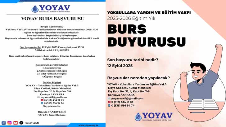 Yoksullara Yardım Ve Eğitim Vakfı Burs Başvuruları