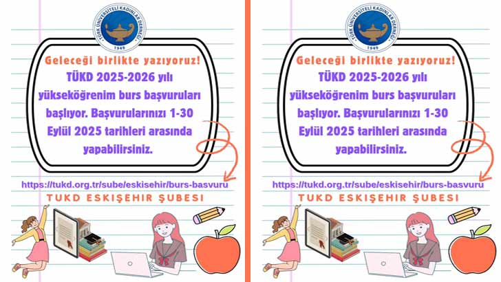 TÜKD Eskişehir Şubesi Burs Başvuruları