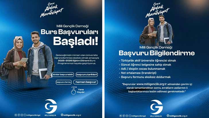 Milli Gençlik Derneği Burs Başvuruları