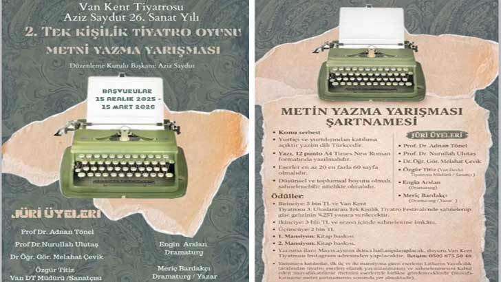 Aziz Saydut Tek Kişilik Tiyatro Oyunu Metin Yazma Yarışması