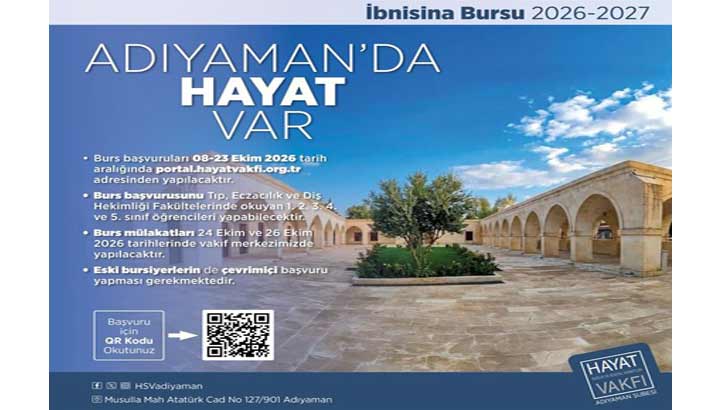 Hayat Vakfı Adıyaman Şubesi Bursu 2026-2027