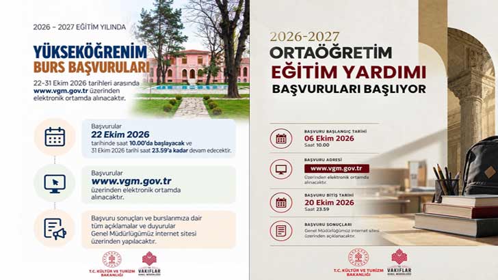 Vakıflar Genel Müdürlüğü VGM Bursu Başvuruları 2026-2027